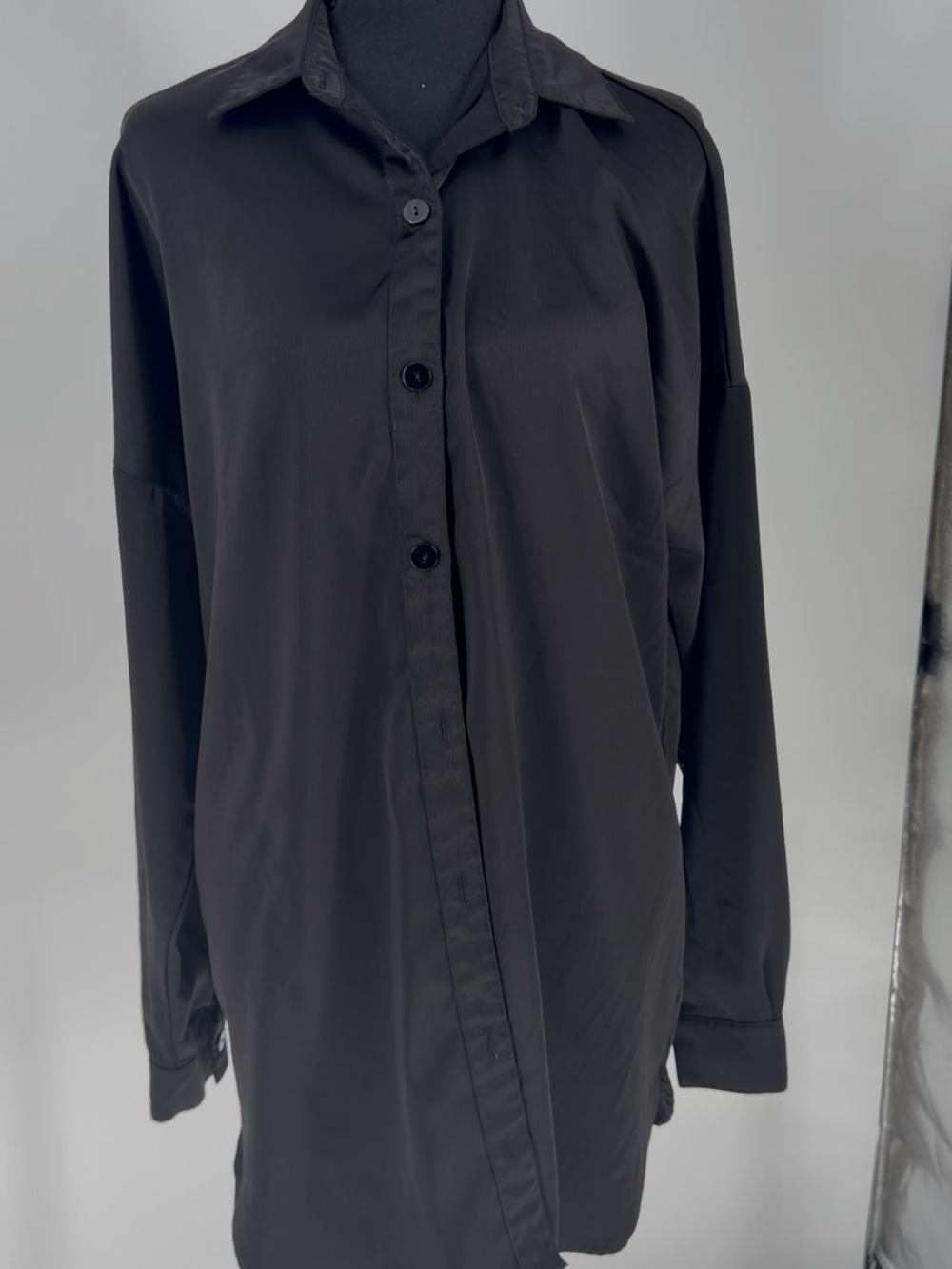 Nasty Gal Collection Black Button Down Long Sleeve Shirt Tunic Size 4 US 8 UK